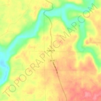 Mappa topografica Dogwood, altitudine, rilievo