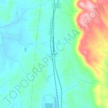Mappa topografica Ranger, altitudine, rilievo