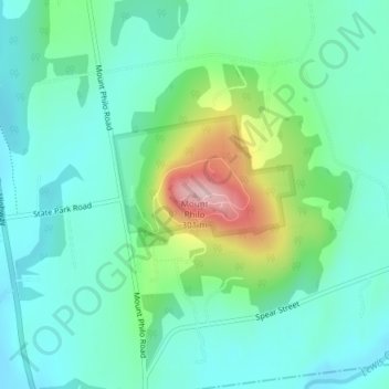Mappa topografica Mount Philo, altitudine, rilievo