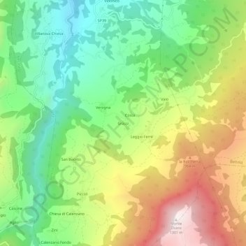 Mappa topografica Grassi, altitudine, rilievo