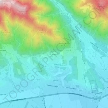 Mappa topografica Schönberg, altitudine, rilievo