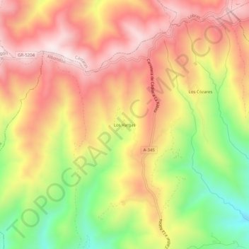 Mappa topografica Los Vargas, altitudine, rilievo