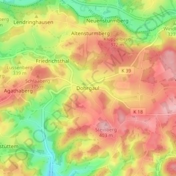 Mappa topografica Dohrgaul, altitudine, rilievo