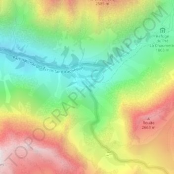 Mappa topografica Prelles, altitudine, rilievo