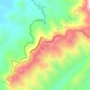 Mappa topografica Changki, altitudine, rilievo
