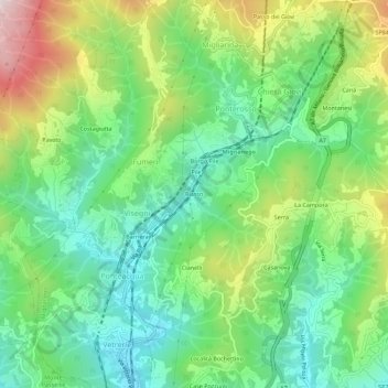 Mappa topografica Riasso, altitudine, rilievo