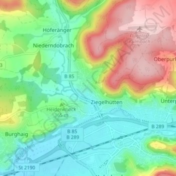 Mappa topografica Metzdorf, altitudine, rilievo