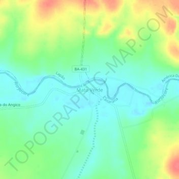 Mappa topografica Mato Verde, altitudine, rilievo