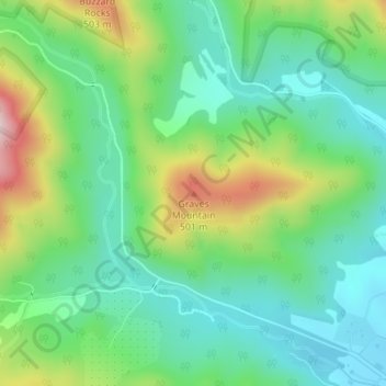 Mappa topografica Graves Mountain, altitudine, rilievo