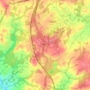 Mappa topografica Clark's Green, altitudine, rilievo