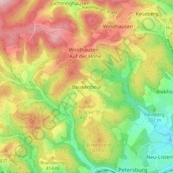 Mappa topografica Beukenbeul, altitudine, rilievo