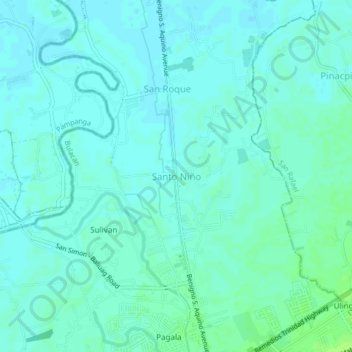 Mappa topografica Santo Niño, altitudine, rilievo