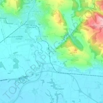 Mappa topografica Aisthofen, altitudine, rilievo
