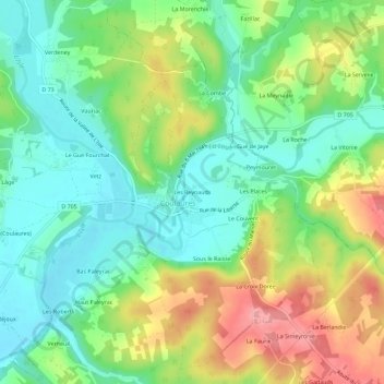 Mappa topografica Les Reynauds, altitudine, rilievo