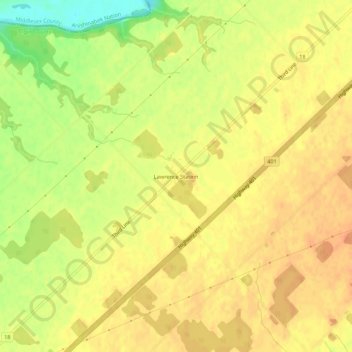 Mappa topografica Lawrence Station, altitudine, rilievo