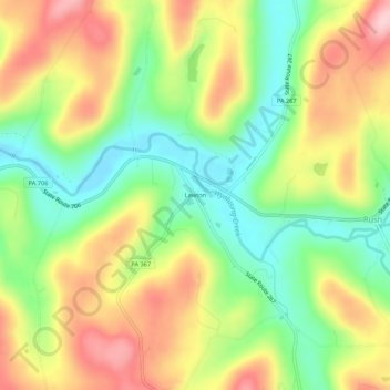 Mappa topografica Lawton, altitudine, rilievo