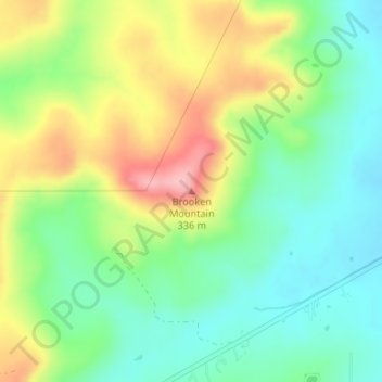 Mappa topografica Brooken Mountain, altitudine, rilievo