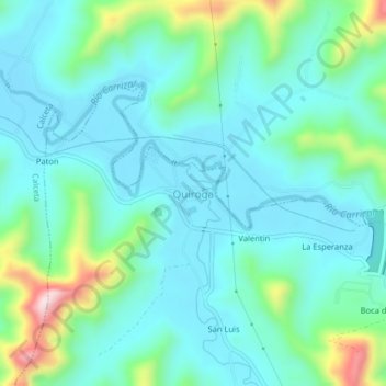 Mappa topografica Quiroga, altitudine, rilievo