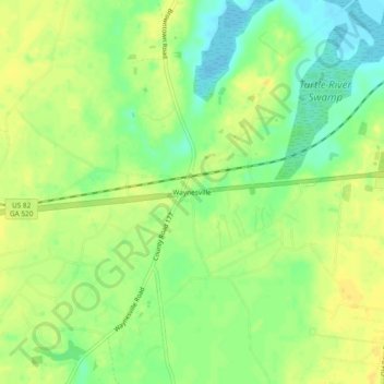 Mappa topografica Waynesville, altitudine, rilievo