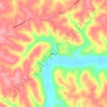 Mappa topografica Slabtown, altitudine, rilievo
