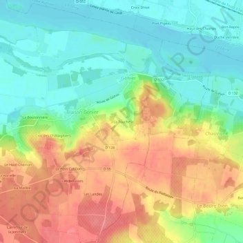 Mappa topografica La Touche, altitudine, rilievo