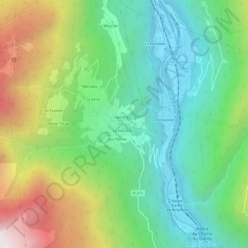 Mappa topografica Pussy, altitudine, rilievo