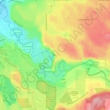 Mappa topografica Tahoma, altitudine, rilievo