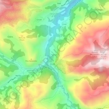 Mappa topografica Ajanedo, altitudine, rilievo