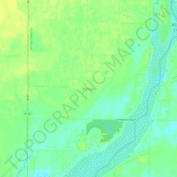 Mappa topografica Billings, altitudine, rilievo