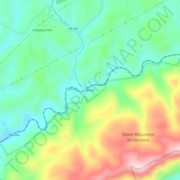 Mappa topografica Bundy, altitudine, rilievo