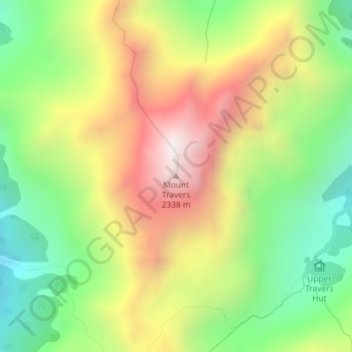 Mappa topografica Mount Travers, altitudine, rilievo