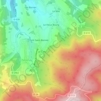 Mappa topografica Beaufort, altitudine, rilievo