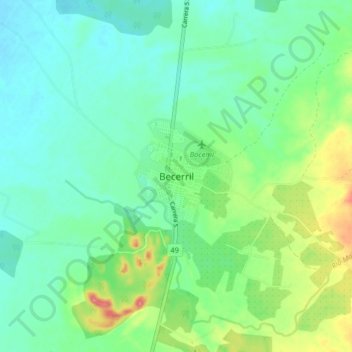 Mappa topografica Becerril, altitudine, rilievo