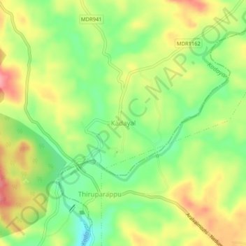 Mappa topografica Kadayal, altitudine, rilievo