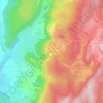 Mappa topografica Montadroit, altitudine, rilievo