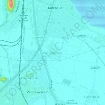 Mappa topografica Kunchanapalli, altitudine, rilievo