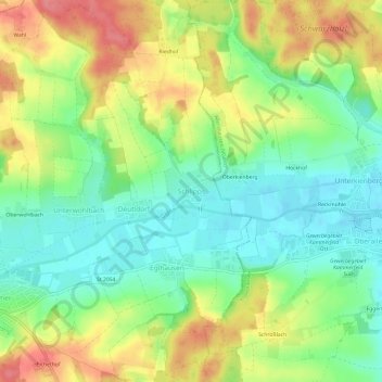 Mappa topografica Schlipps, altitudine, rilievo