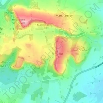 Mappa topografica Kenstone, altitudine, rilievo
