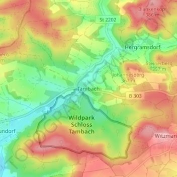 Mappa topografica Tambach, altitudine, rilievo