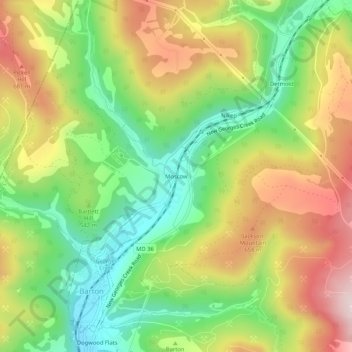 Mappa topografica Moscow, altitudine, rilievo