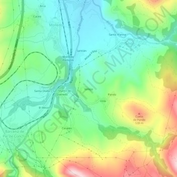 Mappa topografica Vallejo, altitudine, rilievo