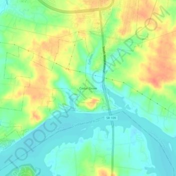 Mappa topografica Cedar Grove, altitudine, rilievo
