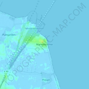 Mappa topografica Marienleuchte, altitudine, rilievo