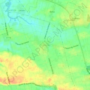 Mappa topografica Pombiray, altitudine, rilievo