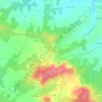 Mappa topografica La Pierre Brune, altitudine, rilievo