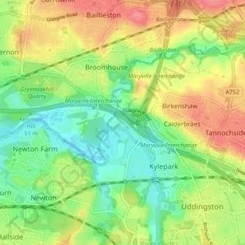 Mappa topografica Maryville, altitudine, rilievo