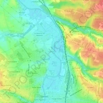 Mappa topografica Courbiac, altitudine, rilievo