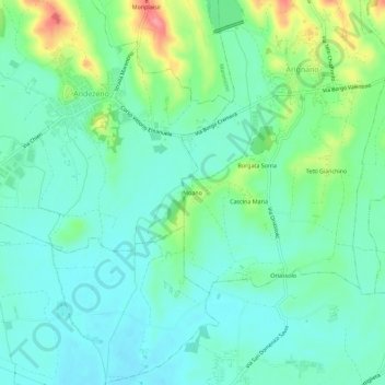 Mappa topografica Moano, altitudine, rilievo