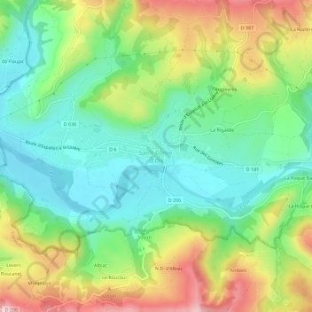 Mappa topografica Saint-Côme-d'Olt, altitudine, rilievo