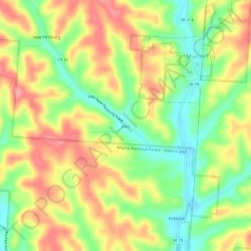 Mappa topografica Jobs, altitudine, rilievo